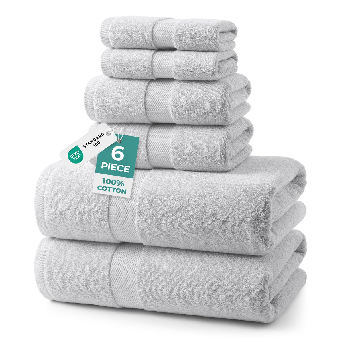 ecolook Ultra Soft 6-Piece Towel Set, 100% Cotton