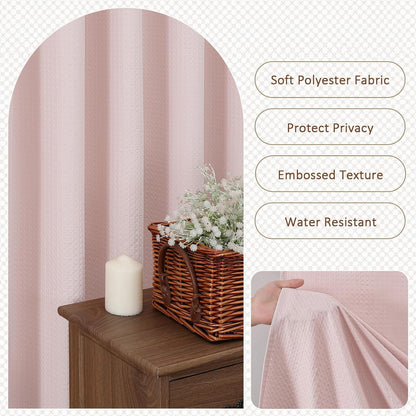 Pink Shower Curtain 72 Inch Length 1 Piece, Waffle Embossed Textured Soft Fabric Hotel Shower Curtain for Bathroom, Modern Polyester Water Repellent Machine Washable Bath Decor, 72Wx72L Inches