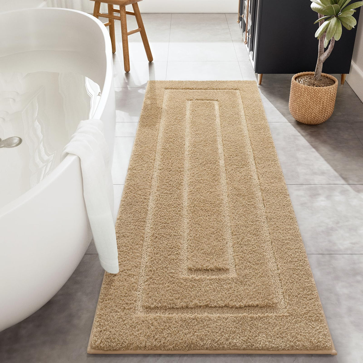 HOMORE Black Bathroom Rug 24x60 Inch Soft Absorbent Bathroom Runner Rug
