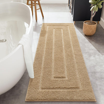 HOMORE Black Bathroom Rug 24x60 Inch Soft Absorbent Bathroom Runner Rug