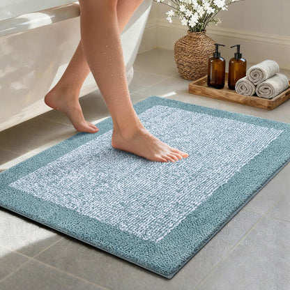 Long 2x4 Ft (48''x24'') Bathroom Rugs, Non Slip Washable Bath Mat Grey