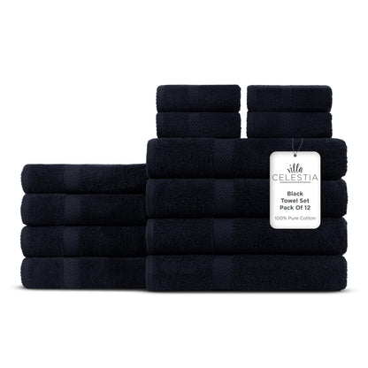 Villa Celestia 100% Cotton Bath Towel Set of 18-4 Bath Towels, 6 Hand Towels, 8 Wash Cloths, Sustainable, Soft, Highly Absorbent, Combed Cotton 18 Piece Set for Hotels, Spa, Bathroom, Dorm, Blue