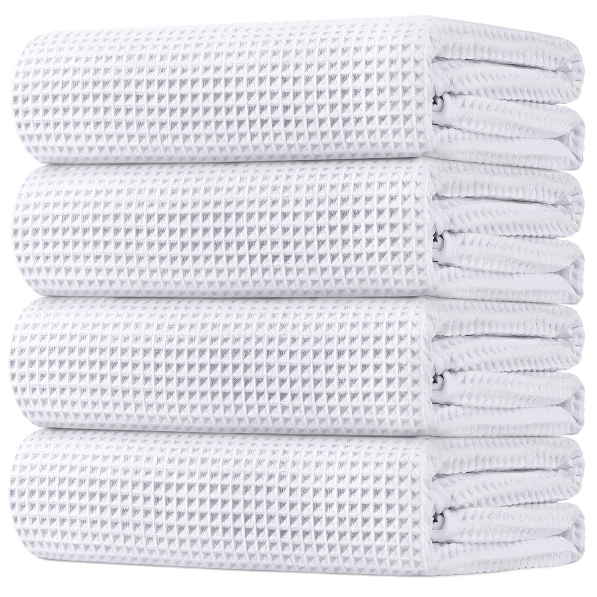 HOMEXCEL Black Waffle Bath Towels Set of 4 Pack, Waffle Towels for Bathroom