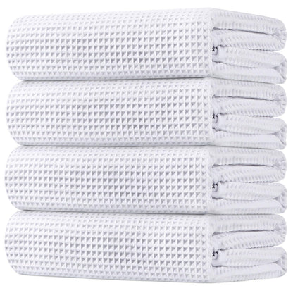 HOMEXCEL Black Waffle Bath Towels Set of 4 Pack, Waffle Towels for Bathroom