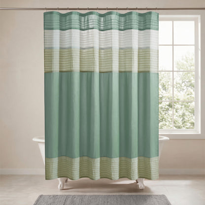 Madison Park Amherst 72 x 72 Bathroom Shower Curtain, Faux Silk, Black
