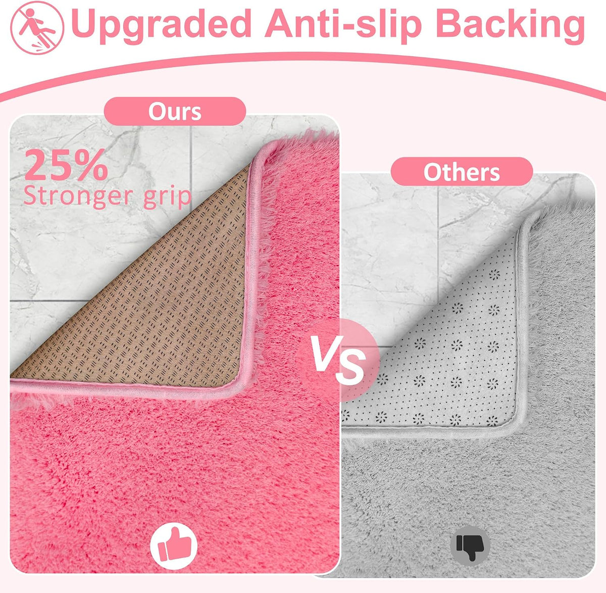 Pink Bathroom Rugs Non Slip 30"x20",Absorbent Bath Mat Quick Dry