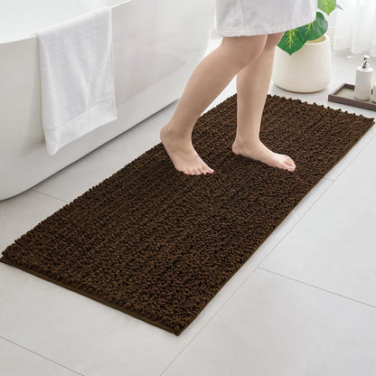 ILANGO Bathroom Rugs Light Grey 44x24, Soft Absorbent Chenille Bath Rugs
