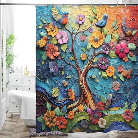 Boho Shower Curtain 72"x72" Water Repellent Polyester Fabric
