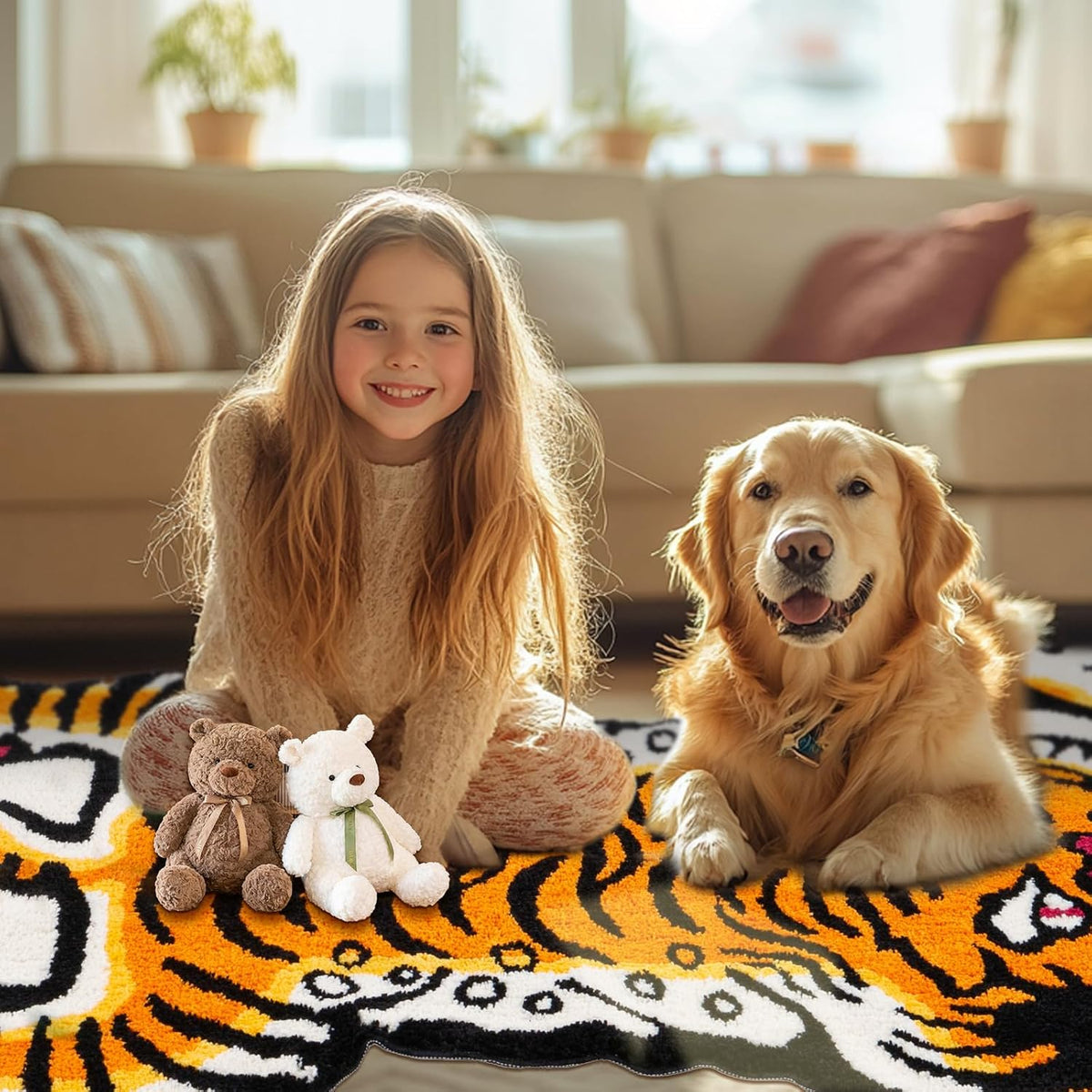 Tibetan Tiger Bath Mat Bathroom Rug Soft Non Slip Orange 24"x40"