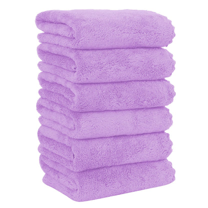 MOONQUEEN 6 Pack Premium Hand Towels - Quick Drying - Microfiber Coral Velvet Highly Absorbent Towels - Multipurpose Use as Hotel, Bathroom, Shower, Spa, Hand Towel 16 x 28 inches (Brown)