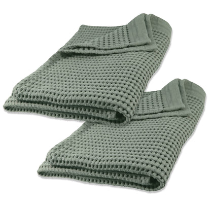 GILDEN TREE Waffle Hand Towels for Bathroom Quick Dry Large Luxury Lint Free Super Absorbent Cotton Hand Towels Set of 2, Modern Style (Cream)