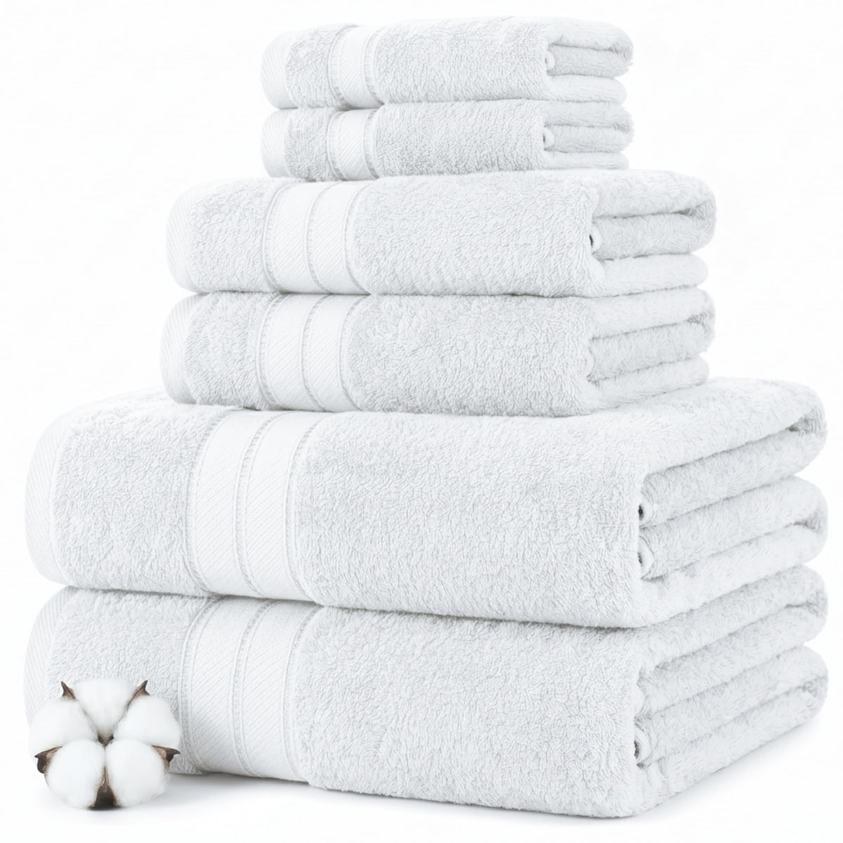 Modern Threads Spun Loft 6 Piece Bath Towel Set – 2 Bath Towels, 2 Hand Towels & 2 Washcloths – 100% Cotton, 600 GSM, Plush, Soft & Absorbent (Blush)