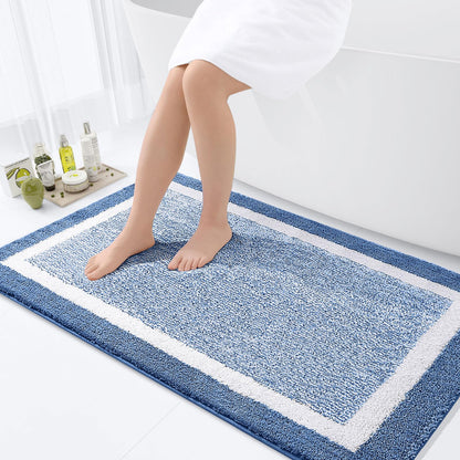 OLANLY Small Bathroom Rugs 24x16, Soft Absorbent Microfiber Bath Rugs, Grey