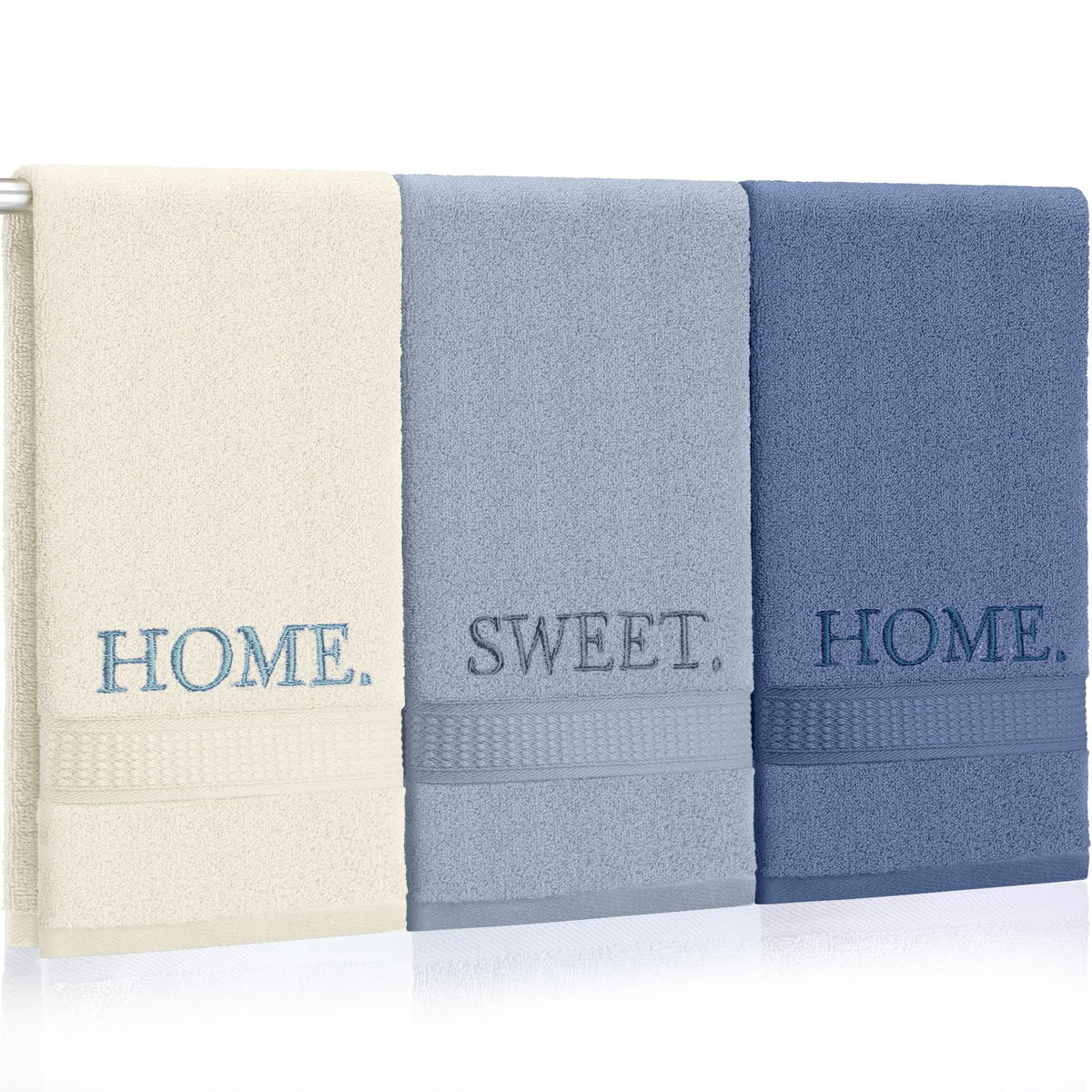 FuWeave 3 Pcs Black and White Hand Towels for Bathroom Home Love Family