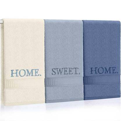 FuWeave 3 Pcs Black and White Hand Towels for Bathroom Home Love Family