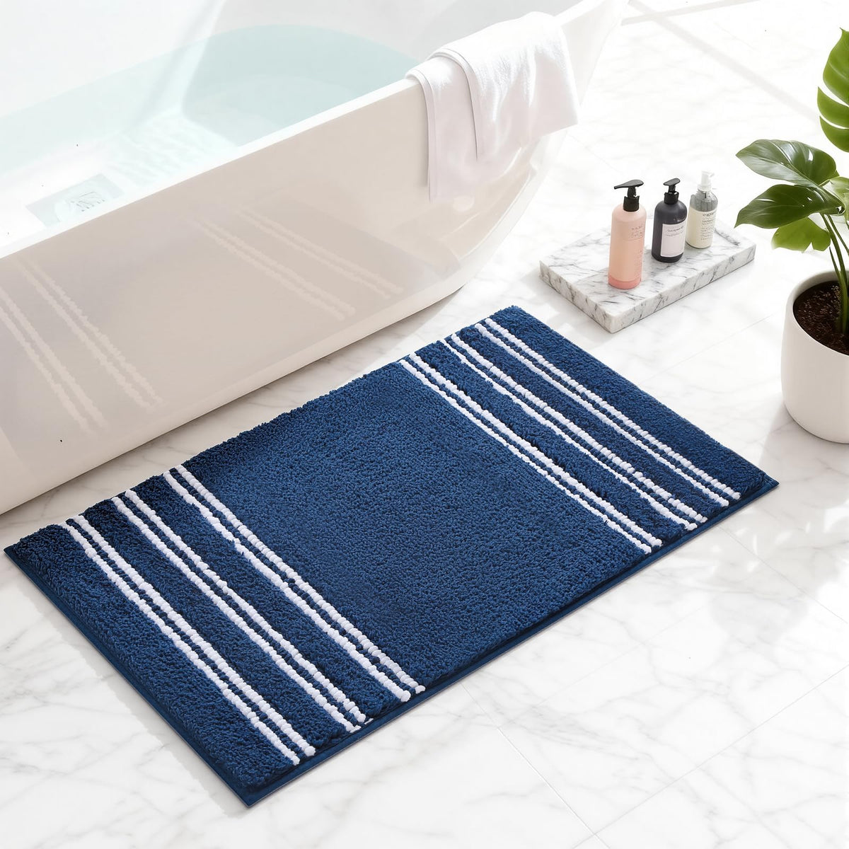 3 Pcs Ombre Bath Mat Set for Bathroom, Non Slip Ultra Soft and Thick Water Absorbent Bath Carpet, Machine Washable & Quick Dry Bathroom Rug, for Bedroom Door Living Room,Green