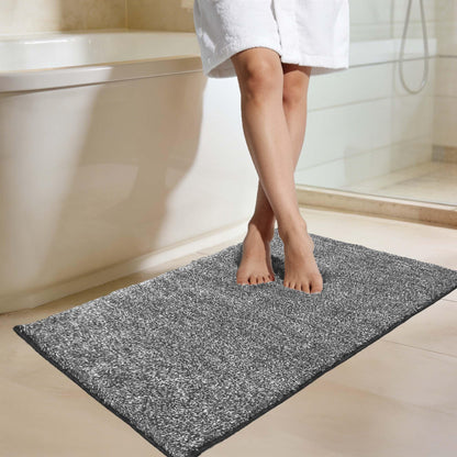 VOOVA & MOVAS Striped Bathroom Rug, 24x17, Microfiber, Aqua Beige Gray