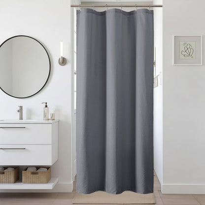Pink Shower Curtain 72 Inch Length 1 Piece, Waffle Embossed Textured Soft Fabric Hotel Shower Curtain for Bathroom, Modern Polyester Water Repellent Machine Washable Bath Decor, 72Wx72L Inches