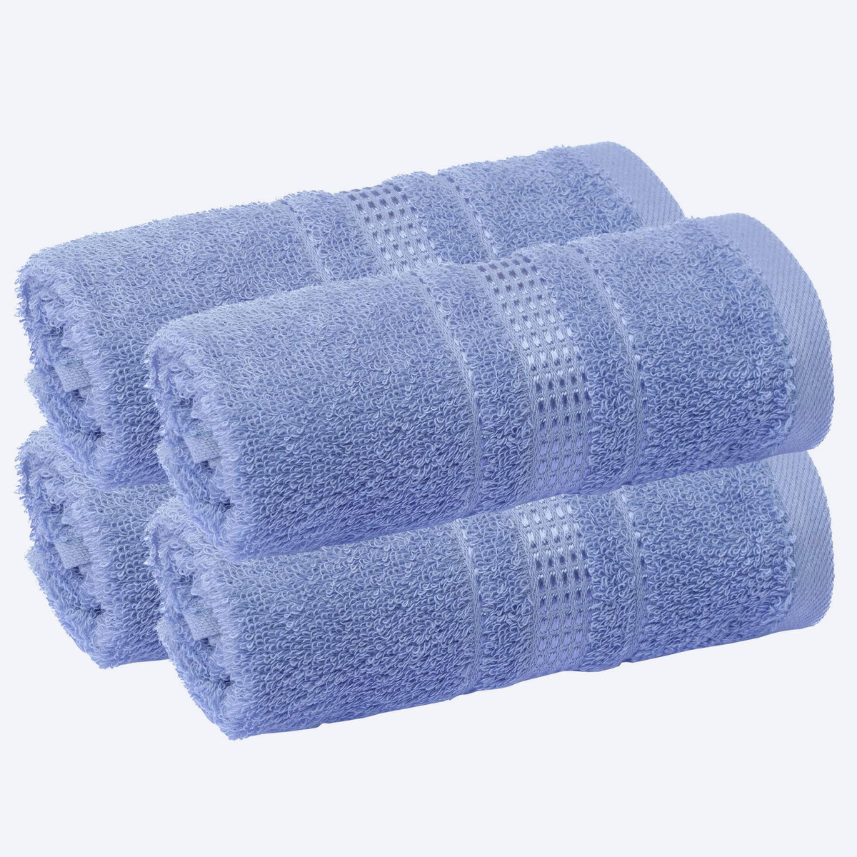Melissa Linen Fingertip Towels 4 Pack, 100% Turkish Cotton, Small Hand Towels for Body and Face, 12 x 18 in, Soft and Absorbent, Quick Dry, Aqua Green (Light Teal/Seafoam)