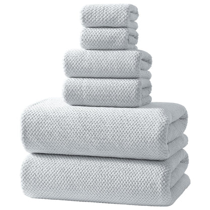 REDKISS 6-Piece Bath Towel Set - 2 Washcloths, 2 Hand Towels, 2 Bath Towels | Ultra-Fiber Coral Fleece, Super Absorbent, No Lint & No Fading | Perfect for Bathroom, Spa, Gym | Family -Olive Green