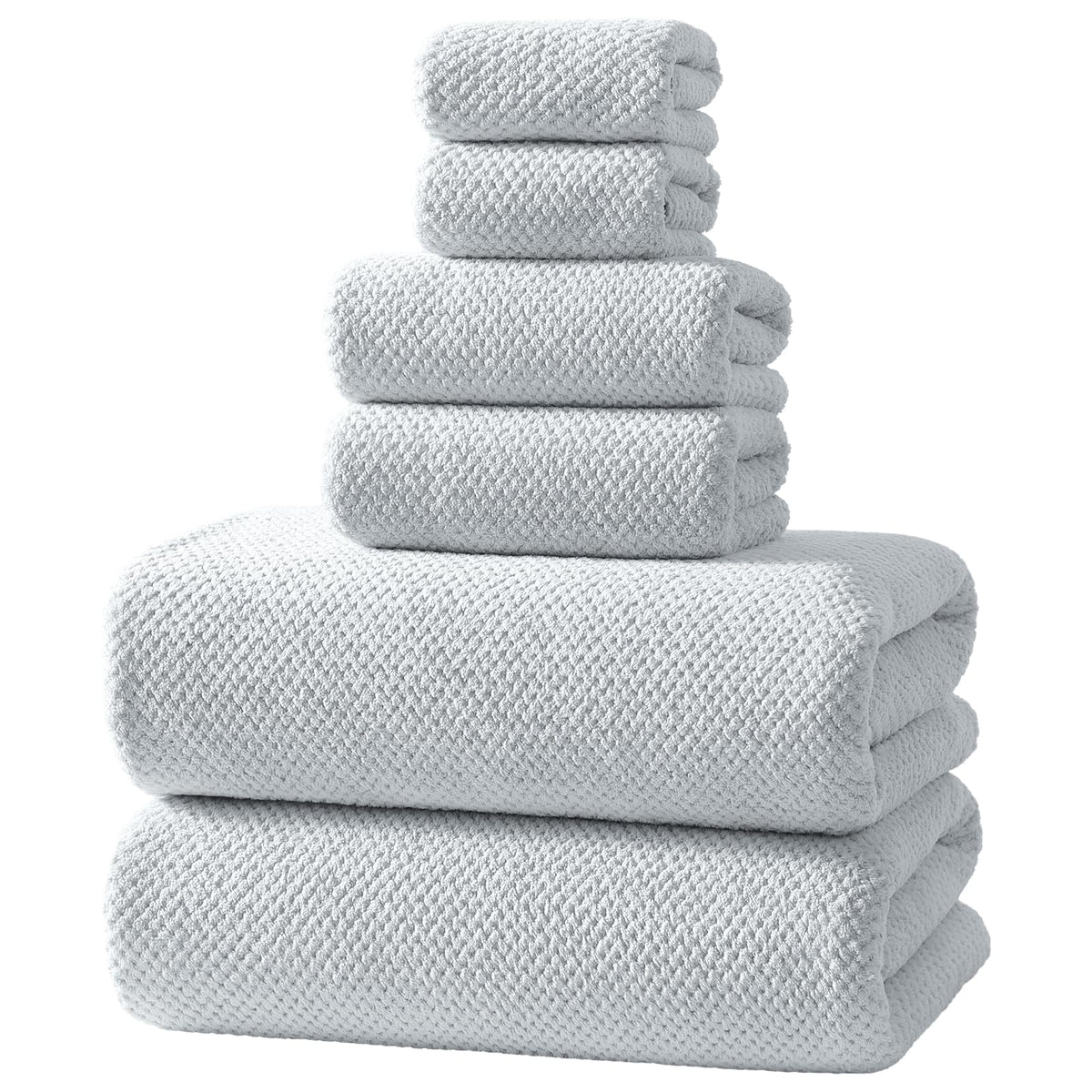 REDKISS 6-Piece Bath Towel Set - 2 Washcloths, 2 Hand Towels, 2 Bath Towels | Ultra-Fiber Coral Fleece, Super Absorbent, No Lint & No Fading | Perfect for Bathroom, Spa, Gym | Family & Adults-Camel