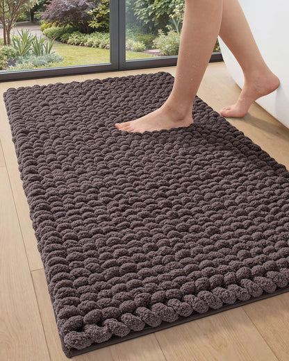 DEXI Bathroom Rugs 36x24, Non Slip Washable Chinelle Bath Mat, Taupe