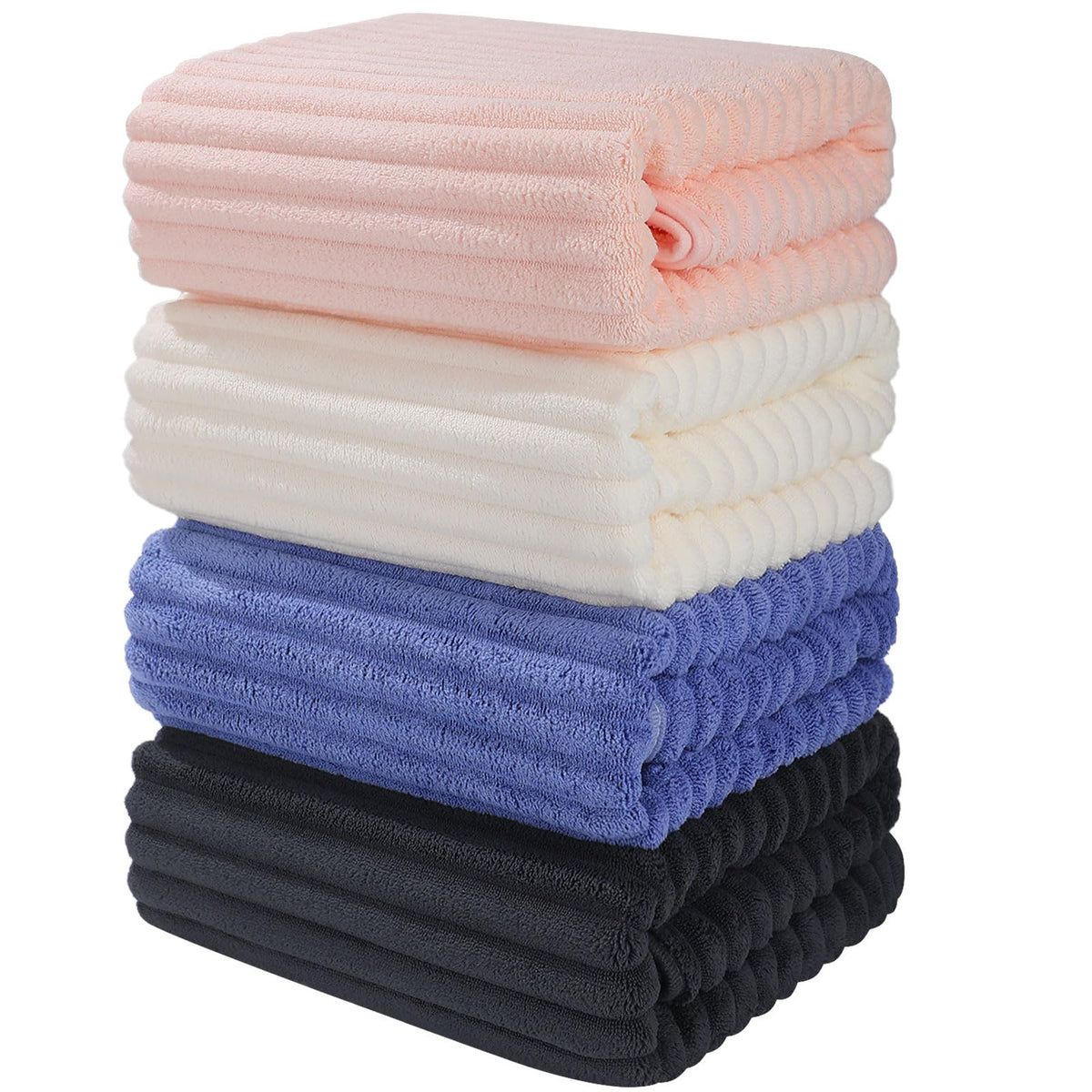 Luxury 4-Piece Quick-Dry Bath Towel Set 27.5X 55 Inches – Ultra Soft Microfiber for Bathroom, Bar, Pool, Gym & Travel – Elegant Twill Design