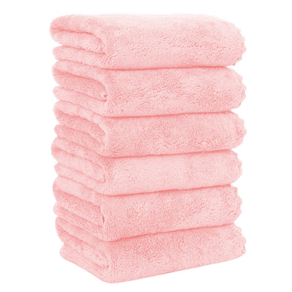 MOONQUEEN 6 Pack Premium Hand Towels - Quick Drying - Microfiber Coral Velvet Highly Absorbent Towels - Multipurpose Use as Hotel, Bathroom, Shower, Spa, Hand Towel 16 x 28 inches (Brown)