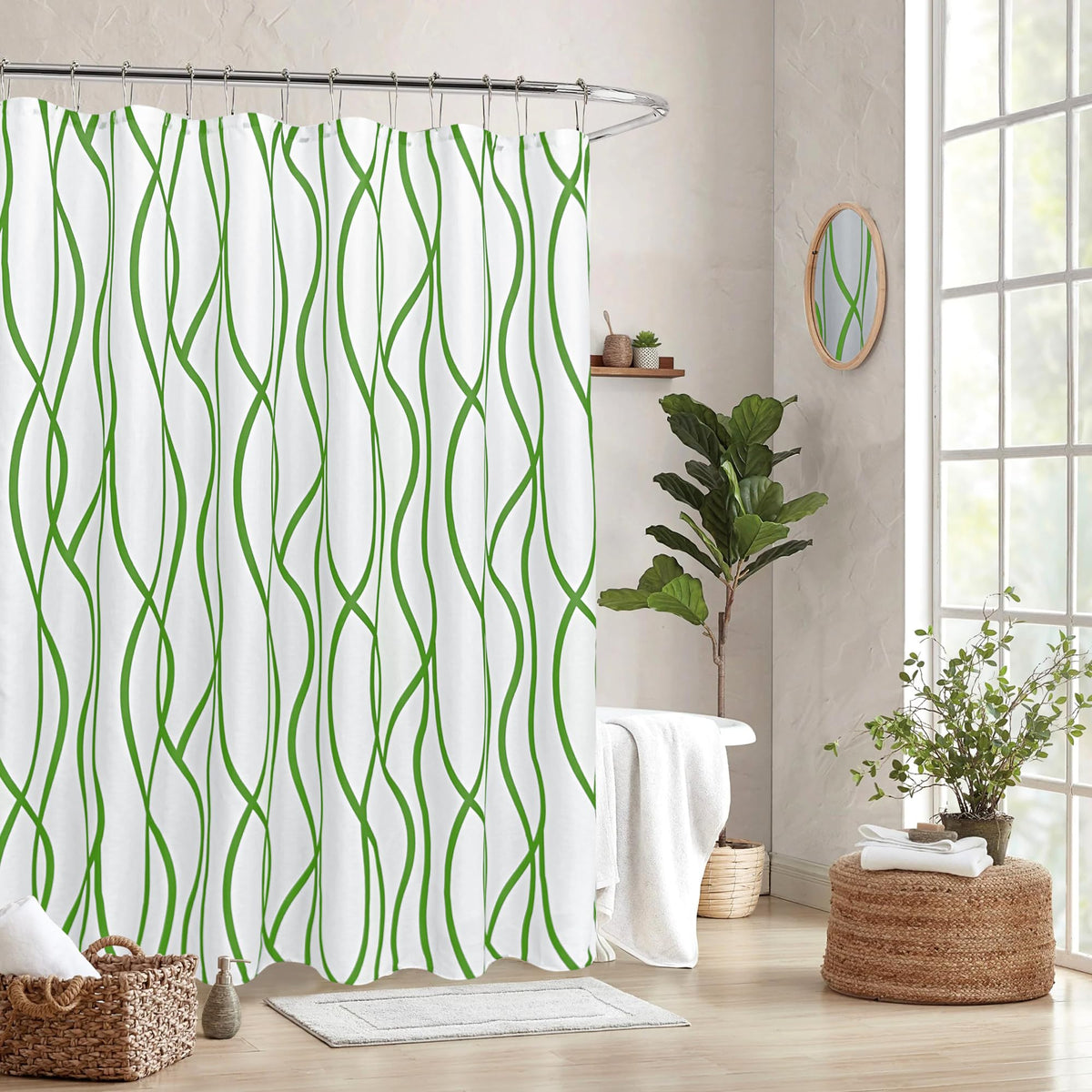 Fabric Modern Shower Curtain-Burgundy & White Shower Curtains for Bathroom