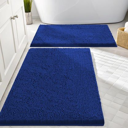 Smiry Chenille Bathroom Rugs Sets 2 Piece (30x20+24x16, Black)