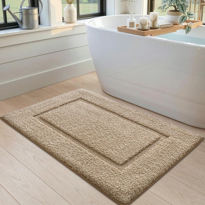 DEXI Bath Mat 36x24, Absorbent and Non Slip Bathroom Rugs, Beige