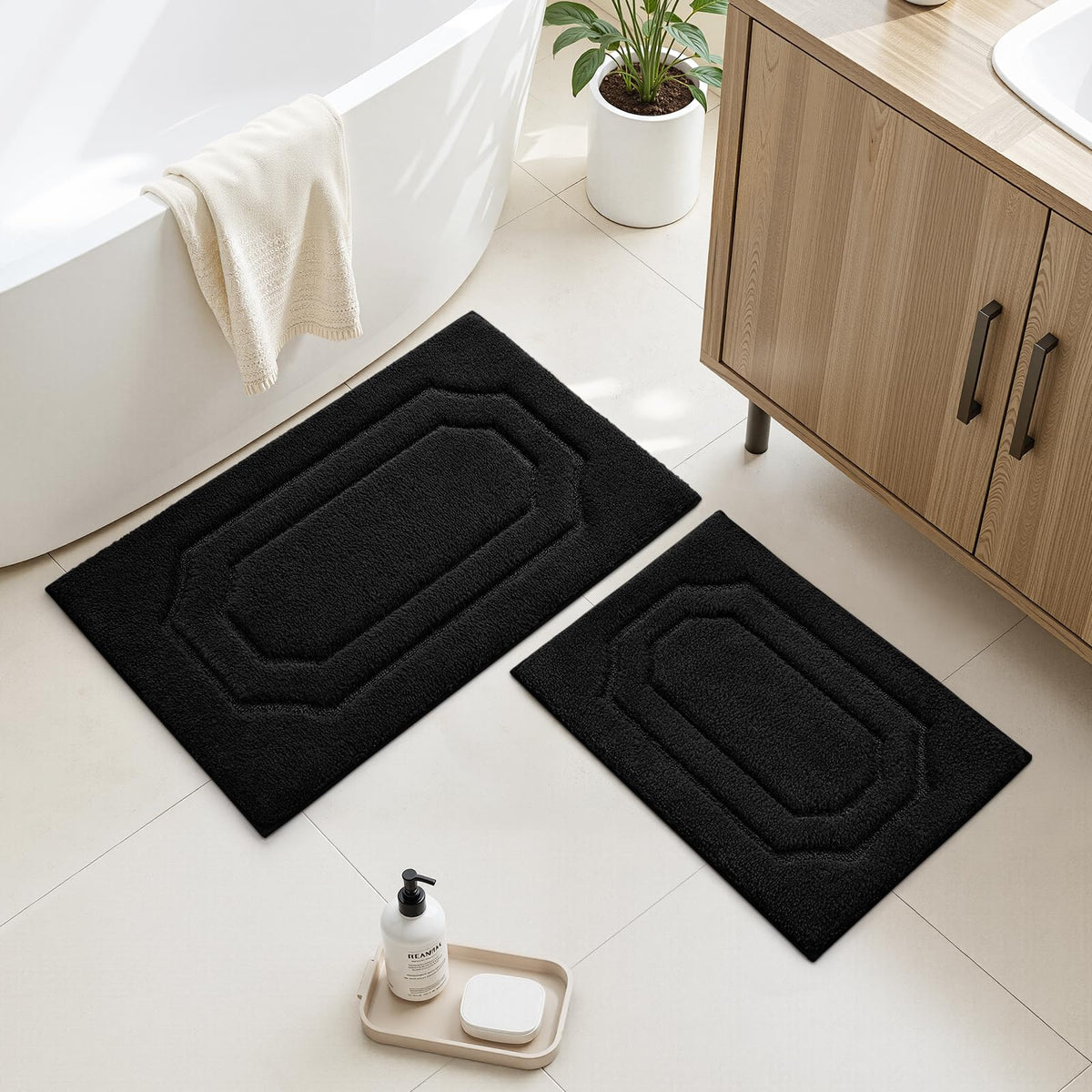 HOMEIDEAS Bathroom Rugs Sets 2 Piece Sage Green 16 * 24+20 * 32"