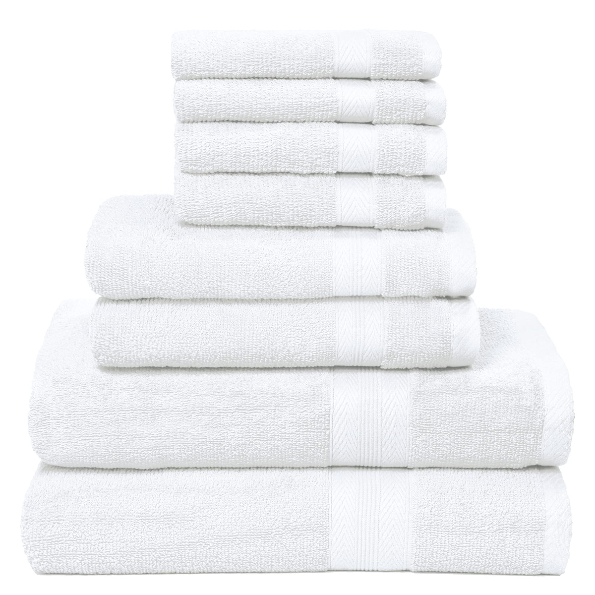 BOUTIQUO Navy Blue Towel Set - 8 Piece Bathroom Towel Set - 100% Ring Spun Cotton, 2 Bath Towel 27x54, 2 Hand Towel 16x28, 4 Washcloth 13x13 - Ultra Soft Highly Absorbent