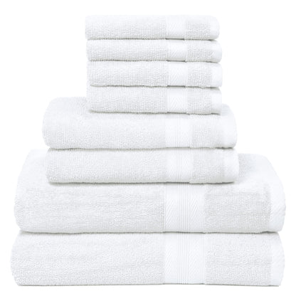 BOUTIQUO Navy Blue Towel Set - 8 Piece Bathroom Towel Set - 100% Ring Spun Cotton, 2 Bath Towel 27x54, 2 Hand Towel 16x28, 4 Washcloth 13x13 - Ultra Soft Highly Absorbent