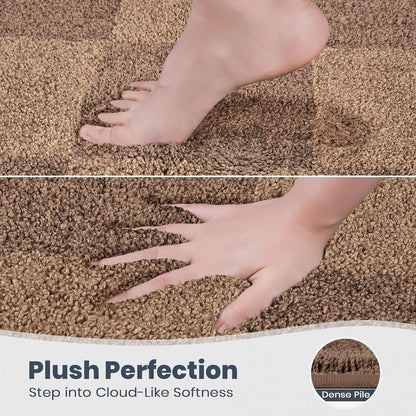 PURRUGS Bathroom Rug Non-Slip Machine Washable 24" x 36", Super Absorbent and Quick-Dry Bath Mat, Extra Soft and Plush Bath Rug for Shower, Bathtub and Sink, Grayish Brown & Coffee