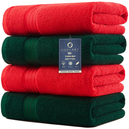 COZYART Luxury Bath Towels 4 PCS, 27x54 650 GSM Turkish Cotton Burnt Orange