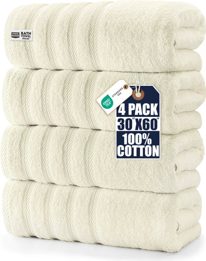 Utopia Towels 4 Pack XL Bath Towels, 30x60 in, Cotton, Grey