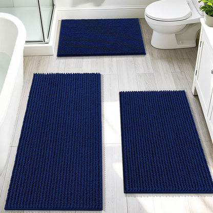OLANLY Bathroom Rugs Sets 3 Piece, Super Soft Absorbent Chenille Bath Mats and U-Shaped Toilet Rug, Quick Dry, Home Decor, Bath Mat Set for Bathroom (24"x16"+24"x20"+30"x20", Grey)
