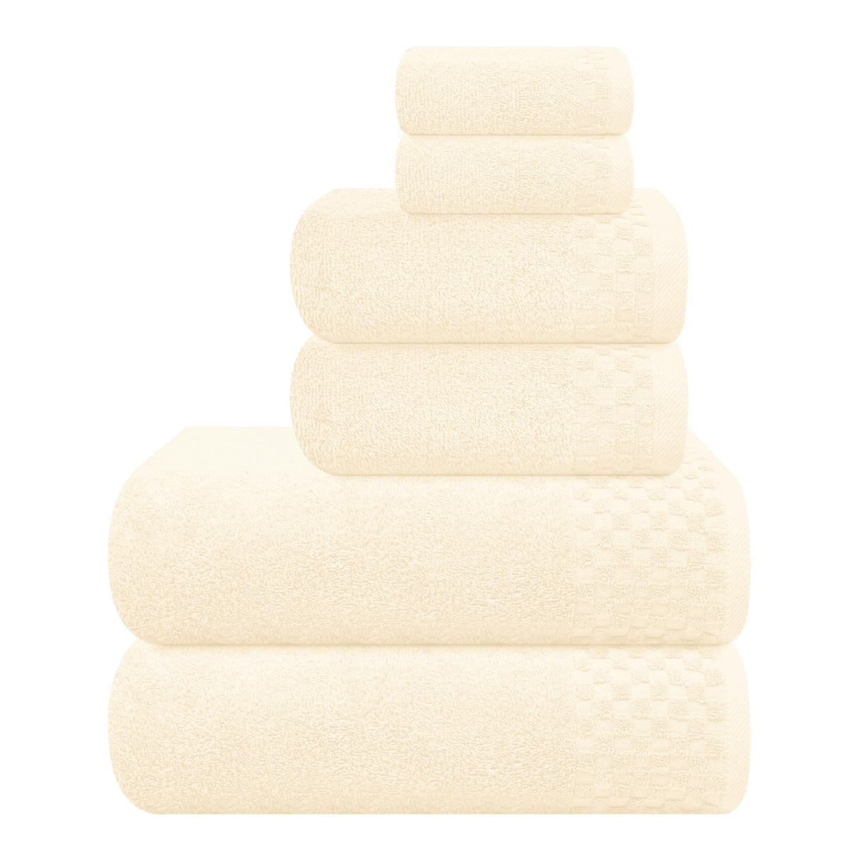 MyOwn Premium Cotton 6 Pack Towel Set for Bathroom, Contains 2 Bath Towels 28x55 inch, 2 Hand Towels 16x24 inch & 2 Wash Coths 12x12 inch, Ideal Everyday use, Compact & Lightweight - Black