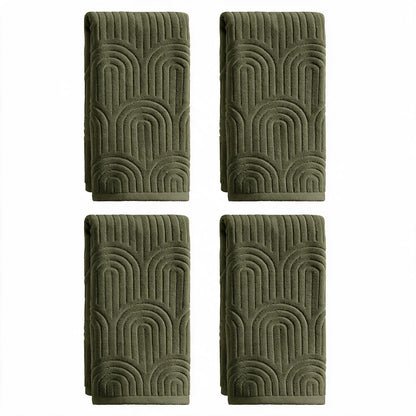 Artoid Mode 2 Pcs Caramel 3D Arched Stripes Jacquard Hand Towels for Bathroom, 100% Cotton Soft Absorbent Bathroom Decor Towels, 13.7 x 29.5 Inch
