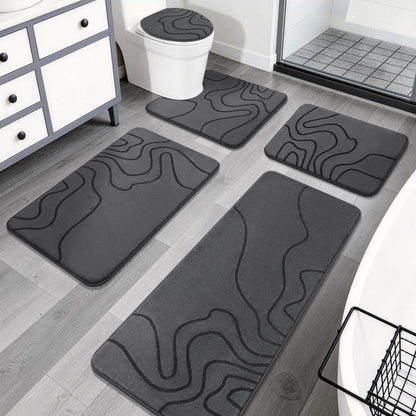 YIHOUSE Memory Foam Bathroom Rugs Sets 2 Piece, 32"x20"+24"x17", Dark Grey