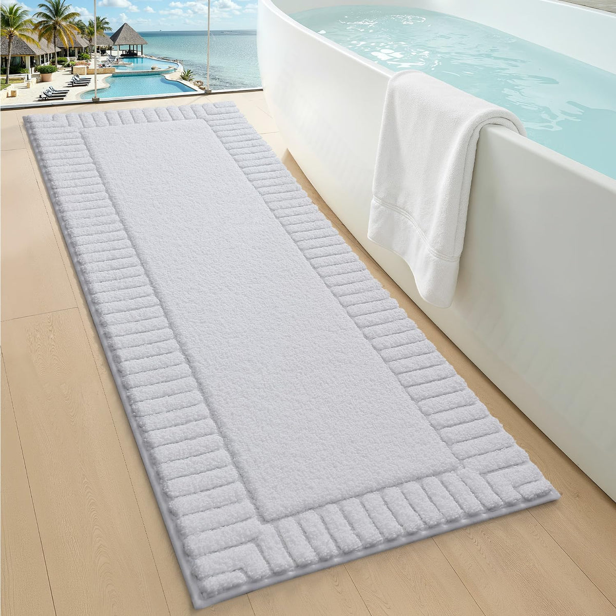 LUMI Soft Bathroom Rugs Absorbent, Non Slip Bath Mat 24x36, Beige
