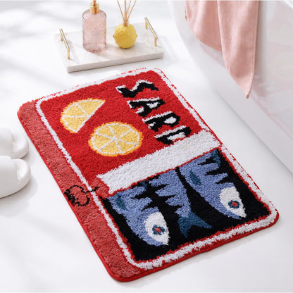 TRUEDAYS Sardine Bath Mat, Cute Bath Mat for Bathroom 20x30 Inch, Blue