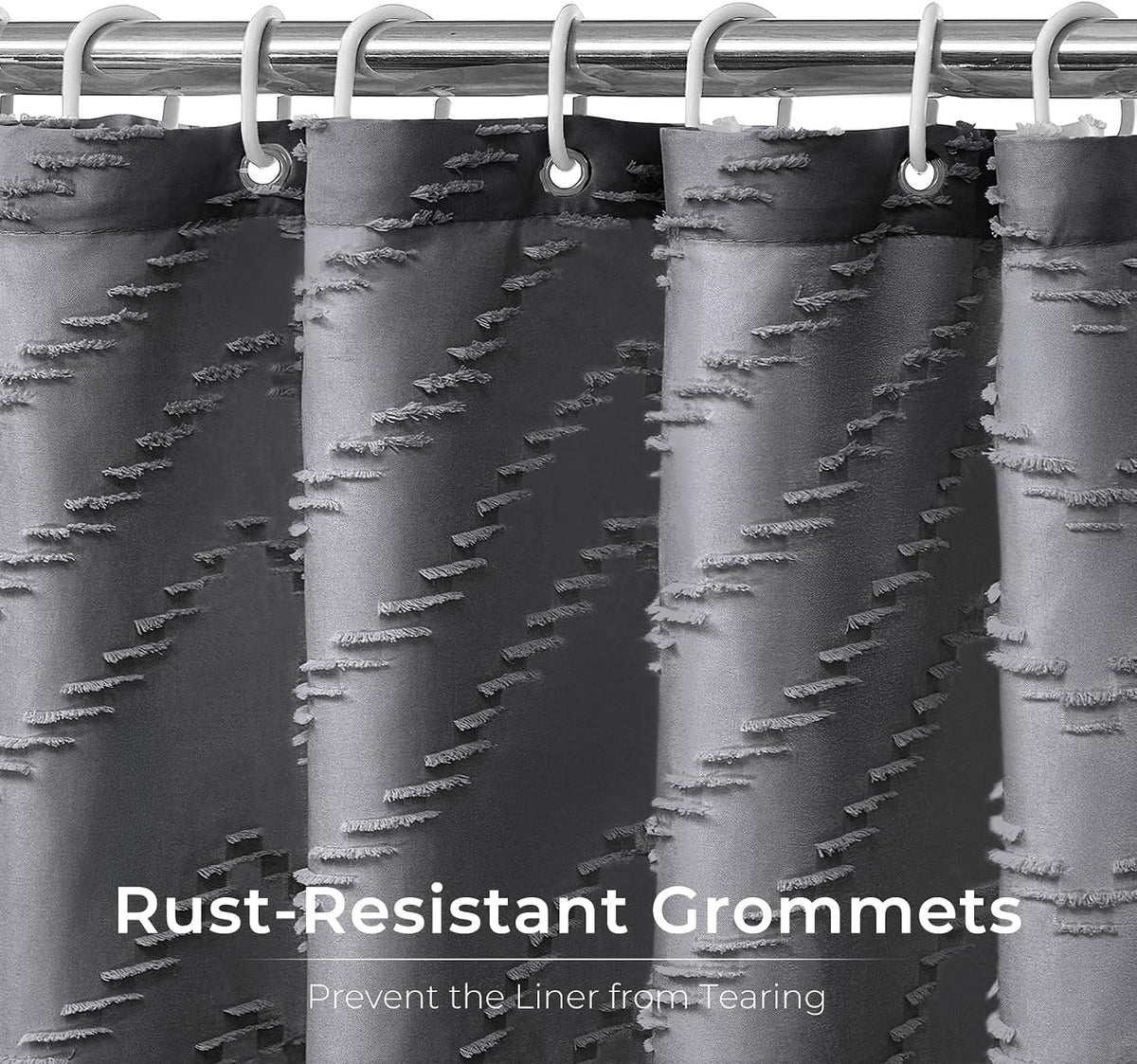 Grey Boho Fabric Shower Curtain 72 x 72 Inches