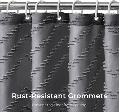 Grey Boho Fabric Shower Curtain 72 x 72 Inches