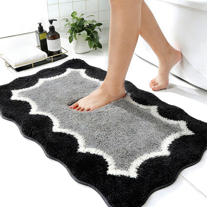 Cute Scalloped Rose Pink Bathroom Rugs Mat,Non Slip Absorbent Quick Dry Bath Mats for Shower Room,Microfiber Bath Mats for Bathroom Floor Washable Carpet for Shower Tub Sink Bedroom,20"x32"