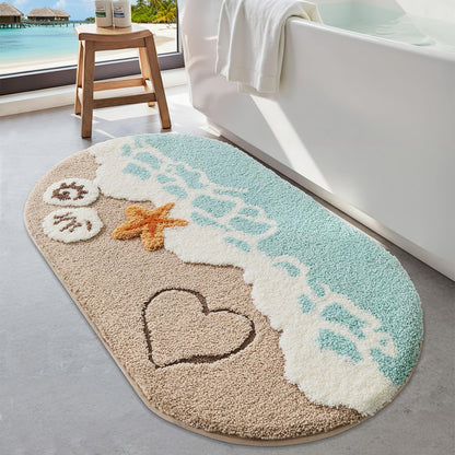 LUMI Beach Bathroom Rug Soft Microfiber Absorbent Bath Mat 22x34