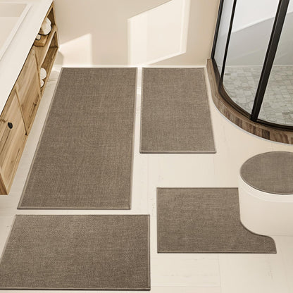 YIHOUSE Bathroom Rugs Thin Bath Mat Sets 2 Pieces Quick Dry,Beige