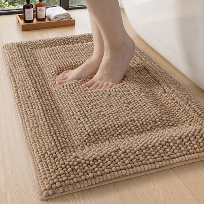 DEXI Bathroom Rugs 36x24, Non Slip Washable Chinelle Bath Mat, Taupe