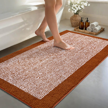 Long 2x4 Ft (48''x24'') Bathroom Rugs, Non Slip Washable Bath Mat Grey